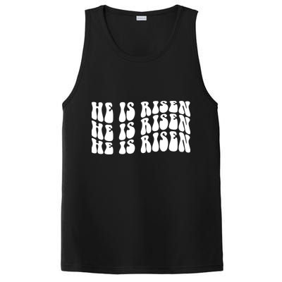 He Is Risen Jesus Retro Groovy Easter PosiCharge Competitor Tank