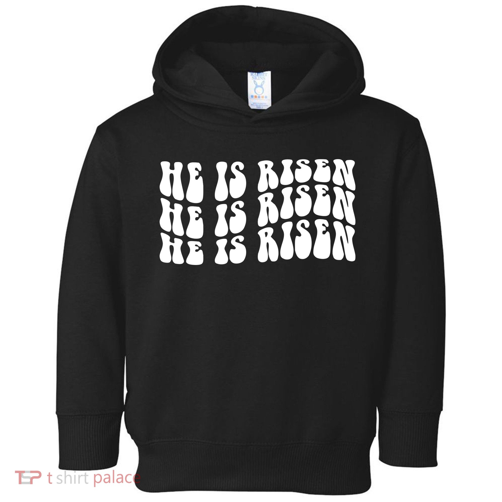He Is Risen Jesus Retro Groovy Easter Toddler Hoodie