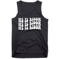 He Is Risen Jesus Retro Groovy Easter Tank Top