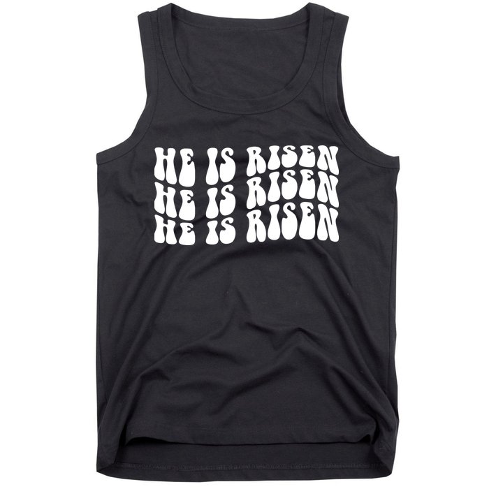 He Is Risen Jesus Retro Groovy Easter Tank Top