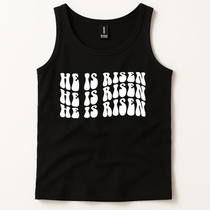 He Is Risen Jesus Retro Groovy Easter Tank Top