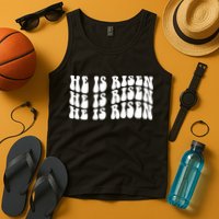 He Is Risen Jesus Retro Groovy Easter Tank Top