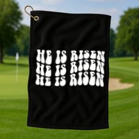 He Is Risen Jesus Retro Groovy Easter Golf Towel