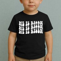 He Is Risen Jesus Retro Groovy Easter Toddler T-Shirt