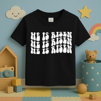 He Is Risen Jesus Retro Groovy Easter Toddler T-Shirt