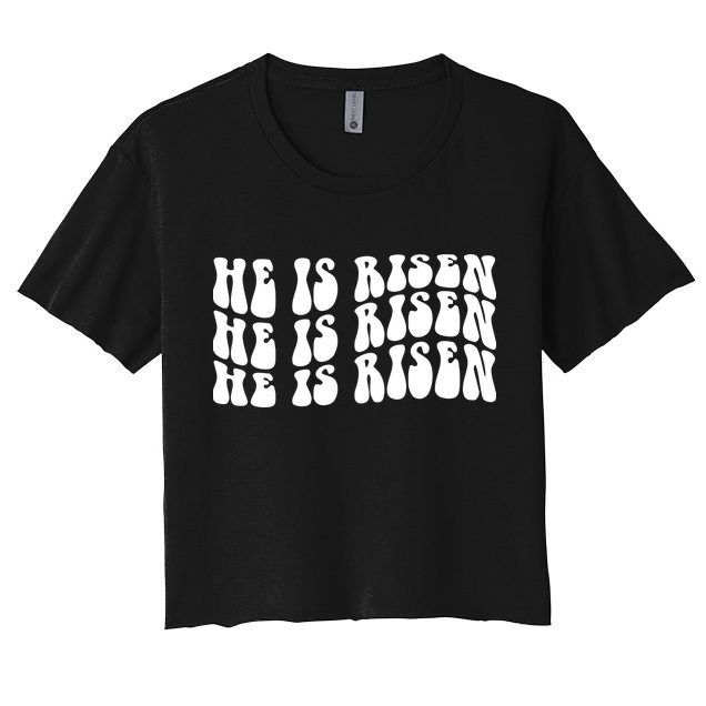 He Is Risen Jesus Retro Groovy Easter Crop Top