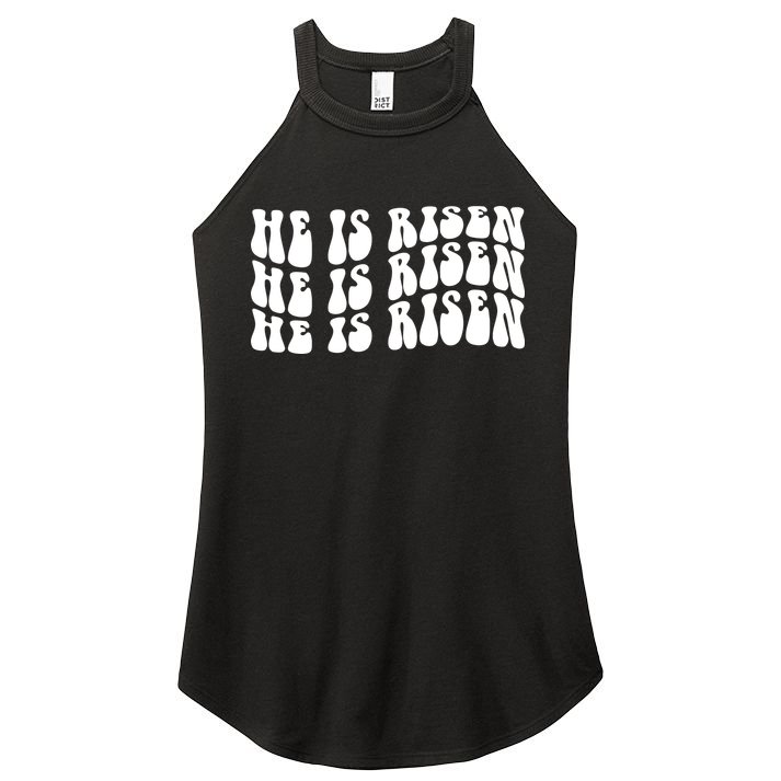 He Is Risen Jesus Retro Groovy Easter Women's Perfect Tri Rocker Tank