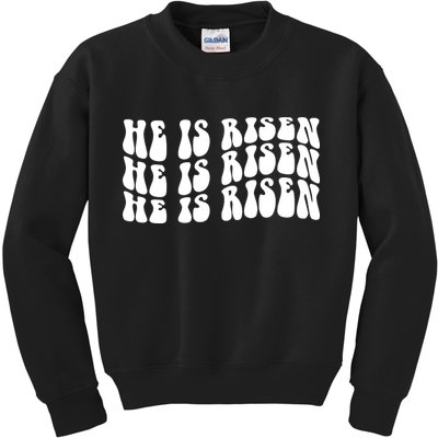 He Is Risen Jesus Retro Groovy Easter Kids Sweatshirt