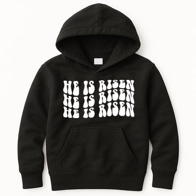 He Is Risen Jesus Retro Groovy Easter Kids Hoodie