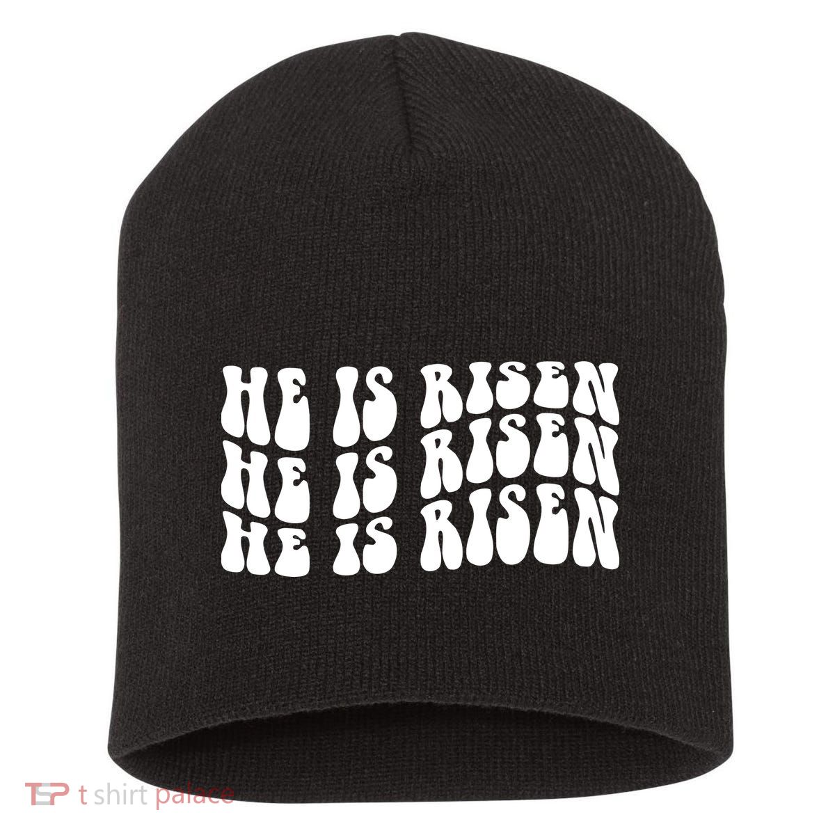 He Is Risen Jesus Retro Groovy Easter Short Acrylic Beanie