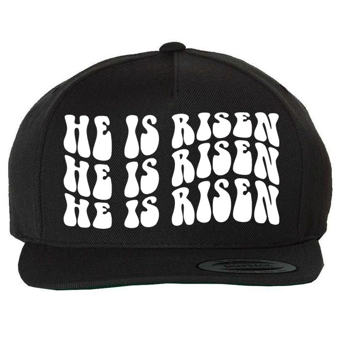 He Is Risen Jesus Retro Groovy Easter Wool Snapback Cap