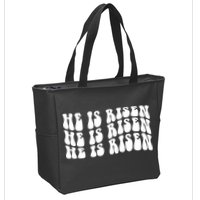 He Is Risen Jesus Retro Groovy Easter Zip Tote Bag