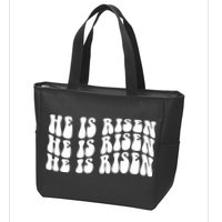 He Is Risen Jesus Retro Groovy Easter Zip Tote Bag