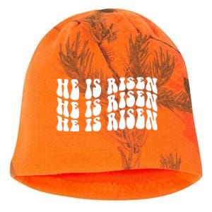 He Is Risen Jesus Retro Groovy Easter Kati - Camo Knit Beanie