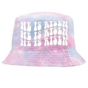 He Is Risen Jesus Retro Groovy Easter Tie-Dyed Bucket Hat