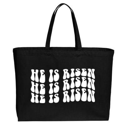 He Is Risen Jesus Retro Groovy Easter Cotton Canvas Jumbo Tote