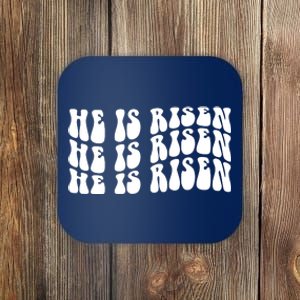 He Is Risen Jesus Retro Groovy Easter Coaster