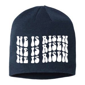 He Is Risen Jesus Retro Groovy Easter Sustainable Beanie