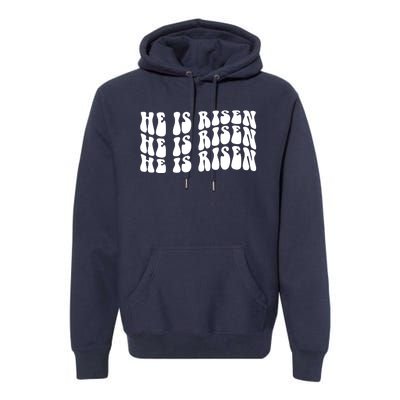 He Is Risen Jesus Retro Groovy Easter Premium Hoodie