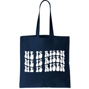 He Is Risen Jesus Retro Groovy Easter Tote Bag