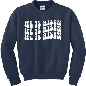 He Is Risen Jesus Retro Groovy Easter Kids Sweatshirt