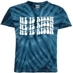 He Is Risen Jesus Retro Groovy Easter Kids Tie-Dye T-Shirt