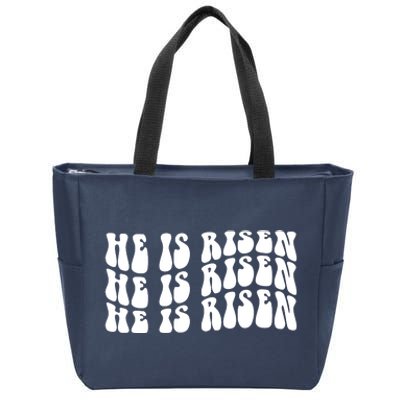 He Is Risen Jesus Retro Groovy Easter Zip Tote Bag