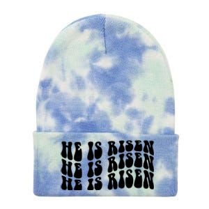 He Is Risen Jesus Retro Groovy Easter Tie Dye 12in Knit Beanie