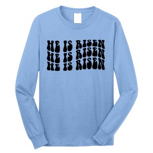 He Is Risen Jesus Retro Groovy Easter Long Sleeve Shirt