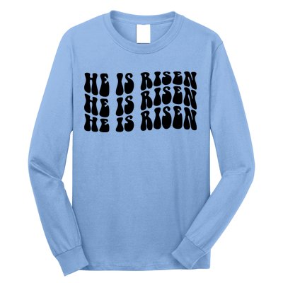 He Is Risen Jesus Retro Groovy Easter Long Sleeve Shirt
