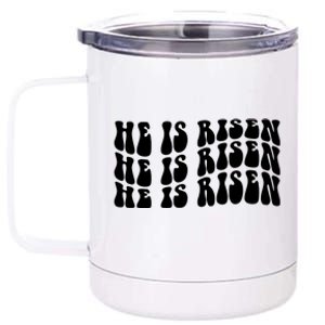 He Is Risen Jesus Retro Groovy Easter 12 oz Stainless Steel Tumbler Cup