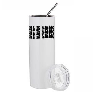 He Is Risen Jesus Retro Groovy Easter Stainless Steel Tumbler