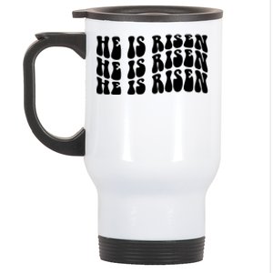 He Is Risen Jesus Retro Groovy Easter Stainless Steel Travel Mug