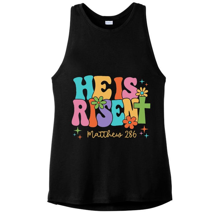 He Is Risen Jesus Christian Happy Easter Women Ladies PosiCharge Tri-Blend Wicking Tank