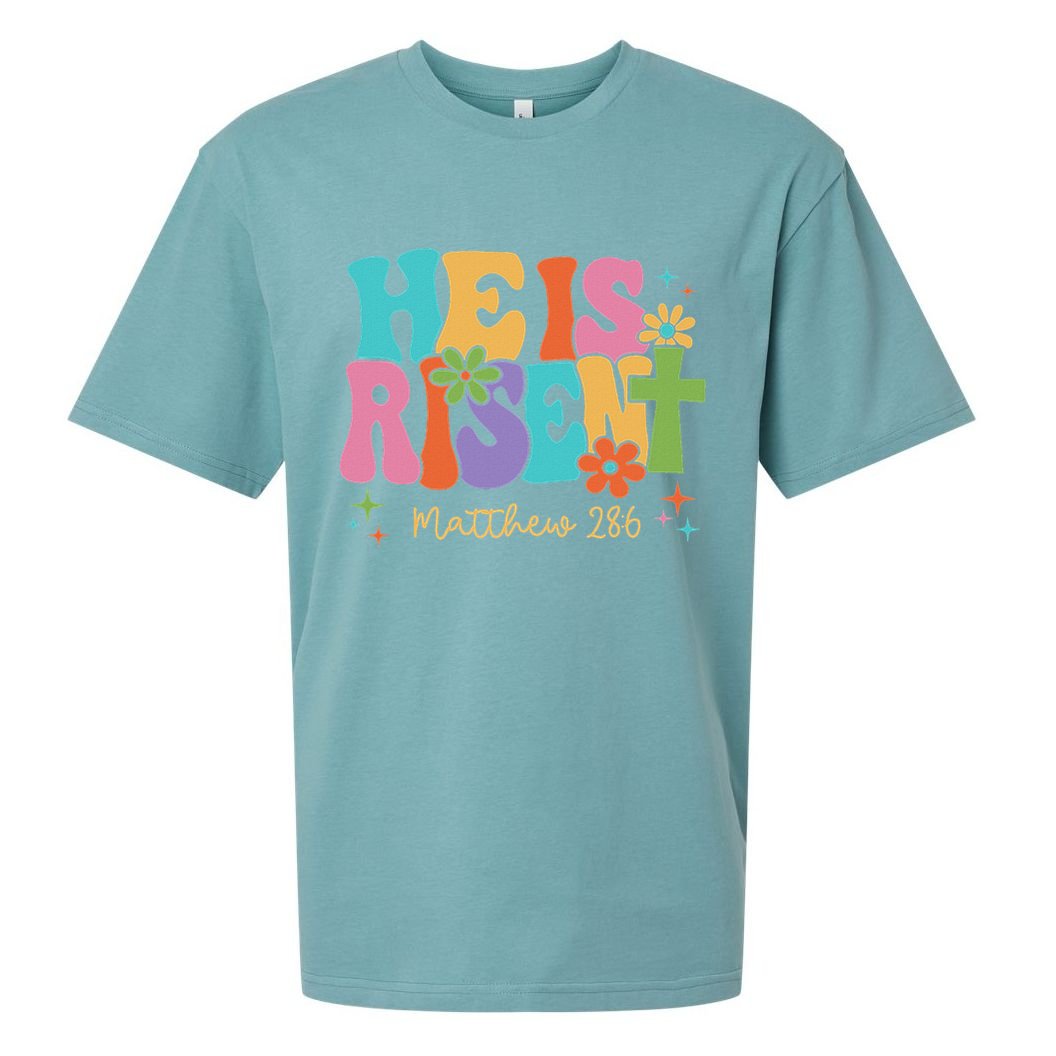 He Is Risen Jesus Christian Happy Easter Women Sueded Cloud Jersey T-Shirt