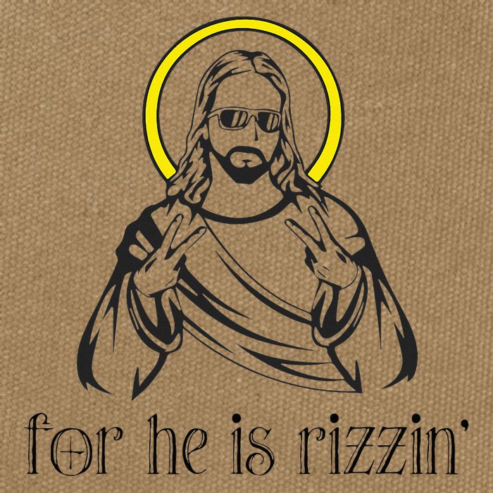 He Is Rizzin Funny Christian Religious Easter Sunday Cotton Canvas Backpack