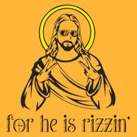 He Is Rizzin Funny Christian Religious Easter Sunday Pom Pom 12in Knit Beanie