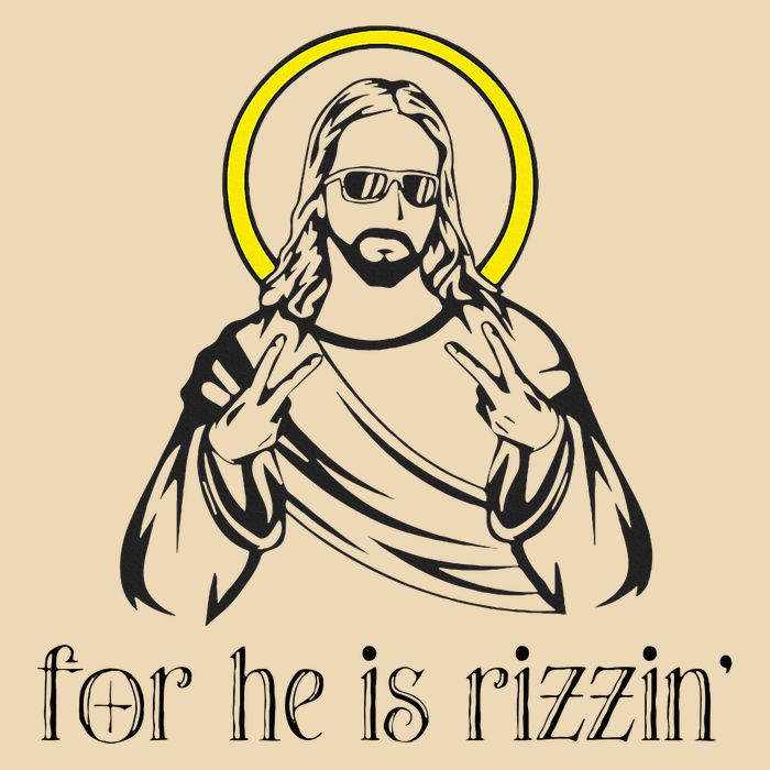 He Is Rizzin Funny Christian Religious Easter Sunday Drawstring Bag