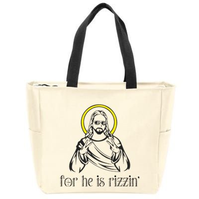 He Is Rizzin Funny Christian Religious Easter Sunday Zip Tote Bag