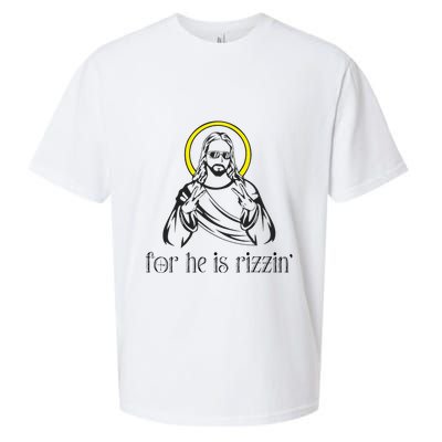 He Is Rizzin Funny Christian Religious Easter Sunday Sueded Cloud Jersey T-Shirt