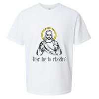 He Is Rizzin Funny Christian Religious Easter Sunday Sueded Cloud Jersey T-Shirt