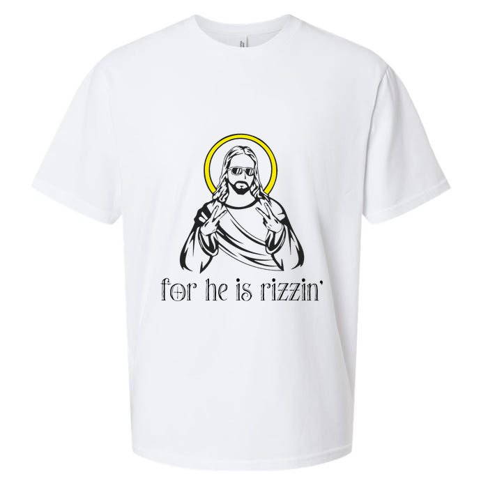 He Is Rizzin Funny Christian Religious Easter Sunday Sueded Cloud Jersey T-Shirt