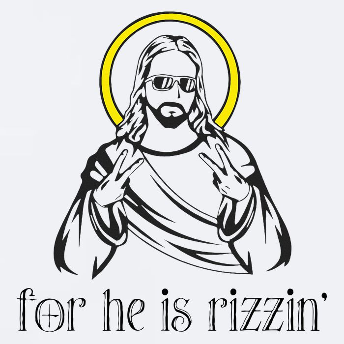 He Is Rizzin Funny Christian Religious Easter Sunday Sueded Cloud Jersey T-Shirt