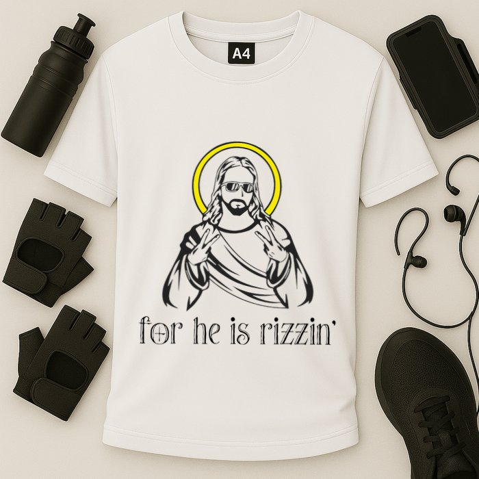He Is Rizzin Funny Christian Religious Easter Sunday Performance Shirt