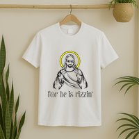 He Is Rizzin Funny Christian Religious Easter Sunday T-Shirt