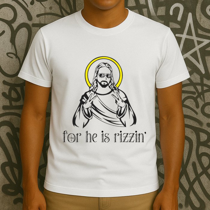 He Is Rizzin Funny Christian Religious Easter Sunday T-Shirt