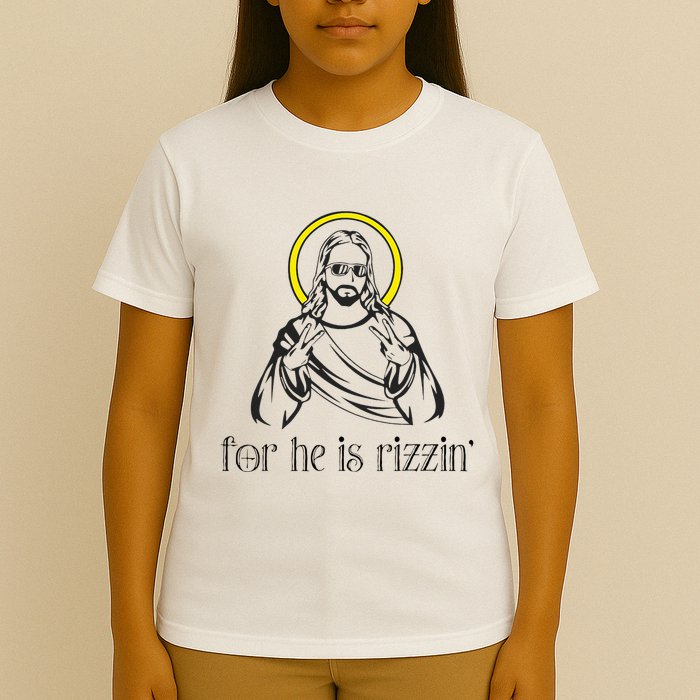 He Is Rizzin Funny Christian Religious Easter Sunday T-Shirt