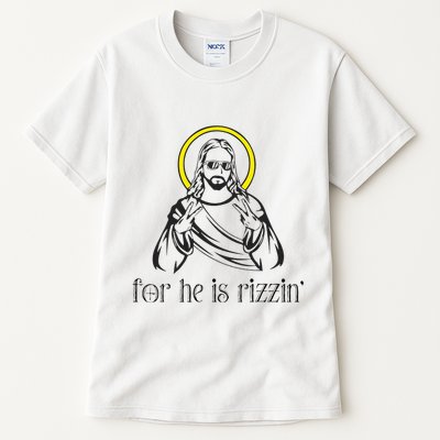 He Is Rizzin Funny Christian Religious Easter Sunday Tall T-Shirt