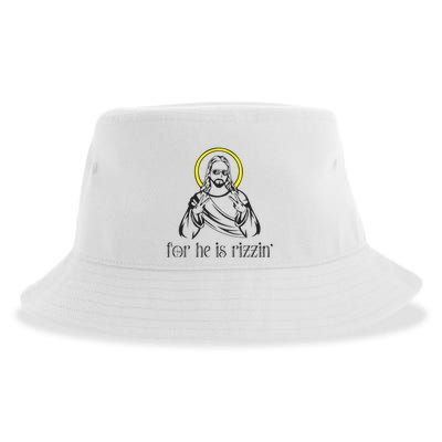 He Is Rizzin Funny Christian Religious Easter Sunday Sustainable Bucket Hat