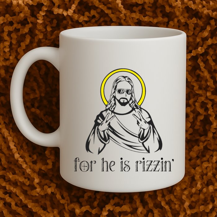 He Is Rizzin Funny Christian Religious Easter Sunday Mug